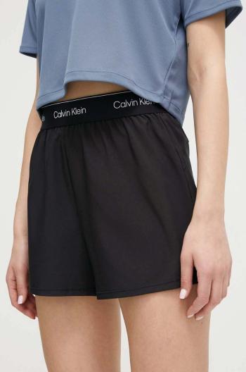 Tréningové šortky Calvin Klein Performance čierna farba, s potlačou, vysoký pás