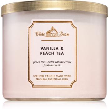 Bath & Body Works Vanilla & Peach Tea vonná sviečka 411 g