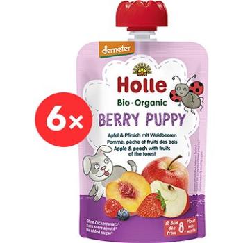 HOLLE Berry Puppy  BIO jablko broskyňa a lesné plody 6× 100 g (7640161877269)