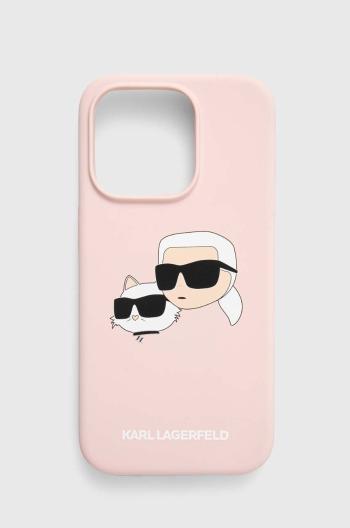 Puzdro na mobil Karl Lagerfeld iPhone 15 Pro 6.1 ružová farba, KLHMP15LSKCHPPLP