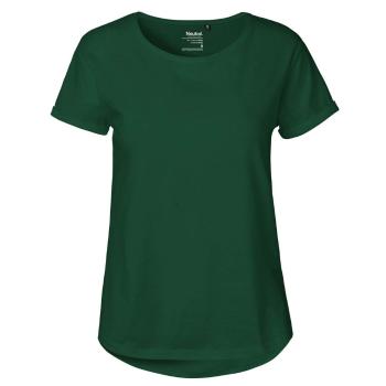 Neutral Dámske tričko s ohrnutými rukávmi z organickej Fairtrade bavlny - Fľaškovo zelená | S