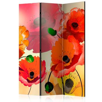 Paraván Velvet poppies Dekorhome 135x172 cm (3-dielny)