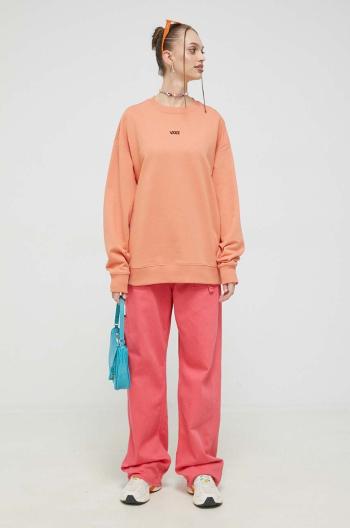 Bavlnená mikina Vans dámska, oranžová farba, jednofarebná