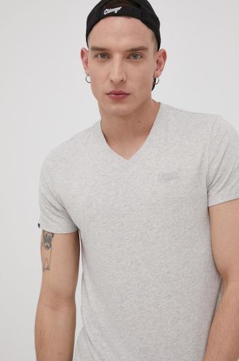 Bavlnené tričko Superdry šedá farba, melanžové