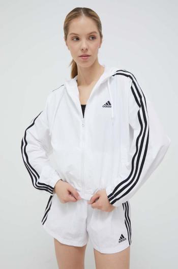 Bunda adidas dámska, biela farba, prechodná, oversize