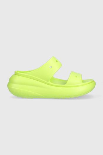 Šľapky Crocs CLASSIC CRUSH SANDAL dámske, zelená farba, na platforme, 207670