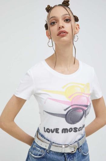 Tričko Love Moschino dámsky, biela farba