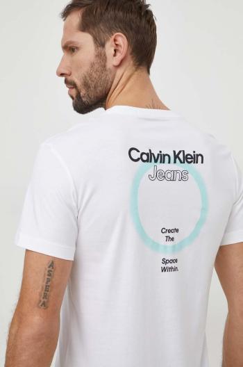 Bavlnené tričko Calvin Klein Jeans pánske, biela farba, s potlačou, J30J325186