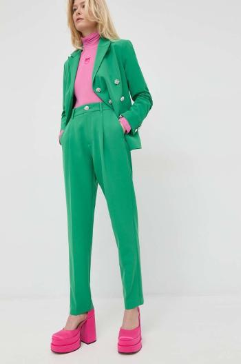 Nohavice Custommade Pianora dámske, zelená farba, cigaretový strih, vysoký pás