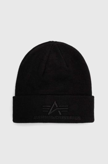 Čiapka Alpha Industries 3D Beanie 168910.03, čierna farba, z tenkej pleteniny