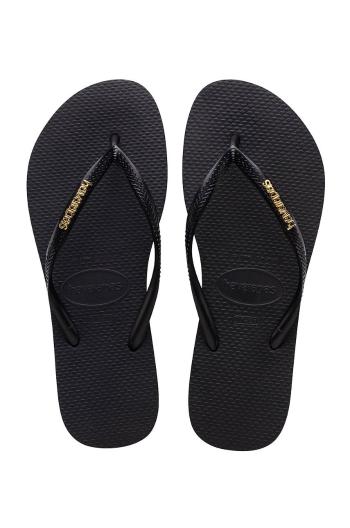 Žabky Havaianas dámske, čierna farba, na plochom podpätku