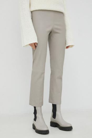 Kožené nohavice By Malene Birger Florentina dámske, béžová farba, priliehavé, vysoký pás
