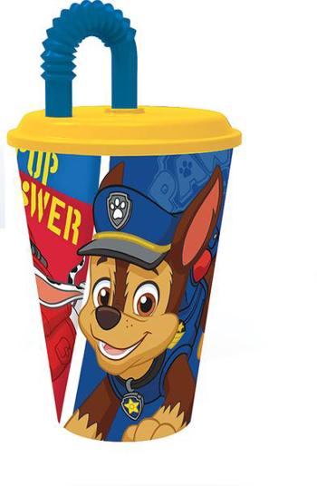 STOR Plastový téglik so slamkou Paw Patrol 430ml modrý