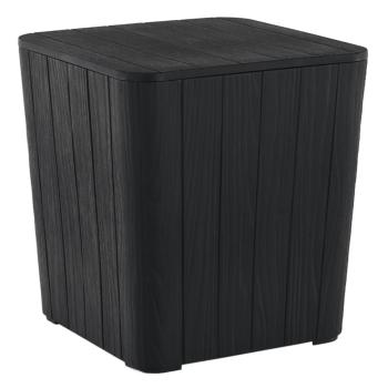 KONDELA Záhradný úložný box/príručný stolík, čierna, IBLIS