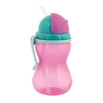 Canpol babies Fľaša športová so slamkou 370 ml ružová (5901691812291)
