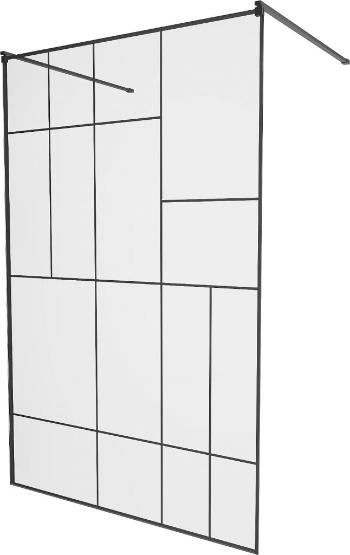 MEXEN/S - KIOTO samostatne stojaca sprchová zástena 120 x 200 cm, transparent/čierna vzor 8 mm, čierna 800-120-002-70-78