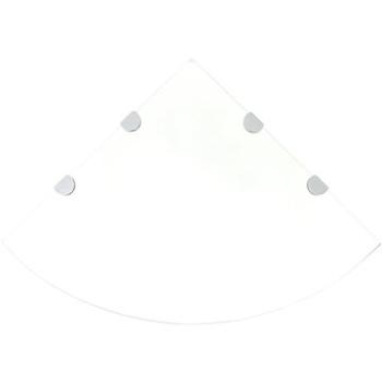 Rohová polica s chrómovými podperami sklo číre 45 × 45 cm