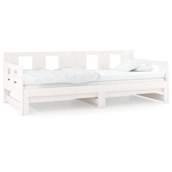 Výsuvná posteľ biela masívna borovica 2× (90 × 190) cm, 820293