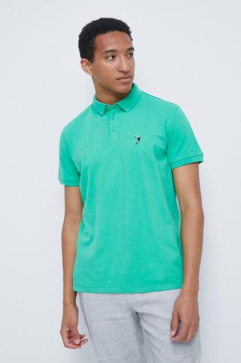 Bavlnené polo tričko Medicine zelená farba, jednofarebné