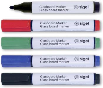 Sigel GL711 GL711 popisovač na sklenené tabule čierna, modrá, červená, zelená  5 ks