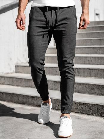 Grafitowe spodnie materiałowe joggery męskie Denley 0011
