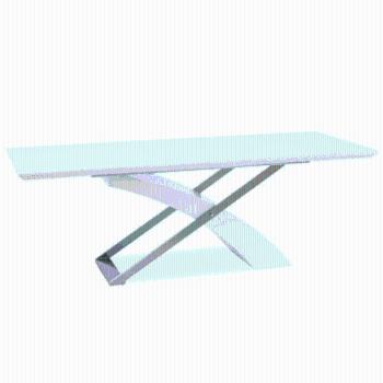 KONDELA Jedálenský stôl, biela/biela extra vysoký lesk HG, 160-220x90 cm, KROS
