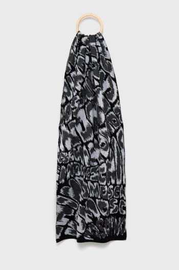 Šál Moschino dámsky, čierna farba, vzorovaný