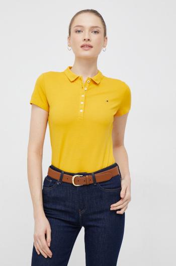Polo tričko Tommy Hilfiger dámsky, žltá farba, s golierom