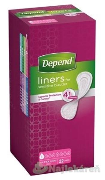 DEPEND ULTRA MINI inkontinenčné vložky pre ženy, 7x19cm, savosť 80ml, 22ks