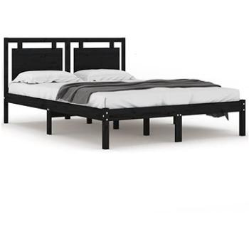 Rám postele čierny masívne drevo 160 × 200 cm, 3105549