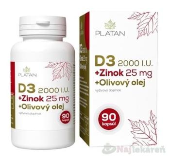 Platan Vitamín D3 2000 IU + Zinok 25 mg + Olivový olej 90 kapsúl