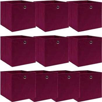 Úložné boxy 10 ks tmavočervené 32 × 32 × 32 cm textil (288343)