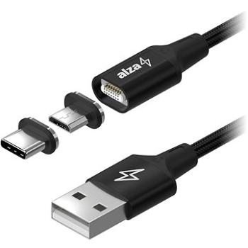AlzaPower MagCore 2 in 1 USB-C + Micro USB, 3 A, 1,5 m čierny (APW-CBMG30015B)