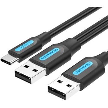 Vention USB 2.0 to USB-C Cable with USB Power Supply 0.5M Black PVC Type (CQKBD)