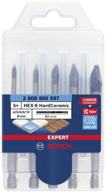 Bosch Accessories EXPERT HEX-9 HardCeramic 2608900597  sada vrtákov do obkladu 5-dielna 4 mm, 5 mm, 6 mm, 8 mm, 10 mm  š