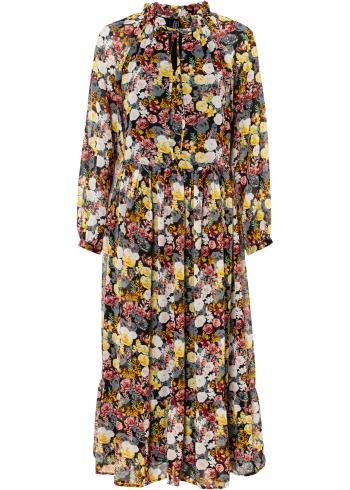 Midi šaty s recyklovaným polyesterom a kvetovanou potlačou