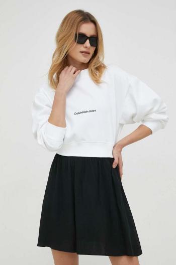 Mikina Calvin Klein Jeans dámska, biela farba, s nášivkou