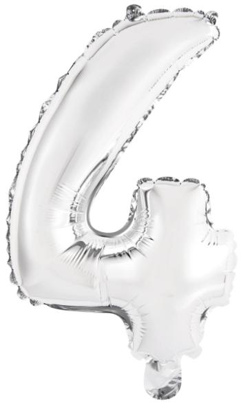 Amscan Mini fóliový balón číslo 4 strieborný 33 cm