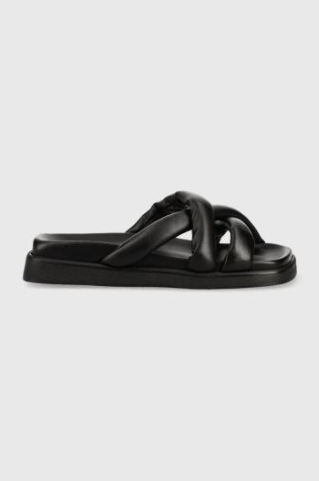 Kožené šľapky Alohas Slip On Cross dámske, čierna farba, S00202.25