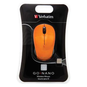 Verbatim Myš Go Nano 49045, 1600DPI, 2.4 [GHz], optická, 3tl., bezdrôtová, oranžová, 2 ks AA