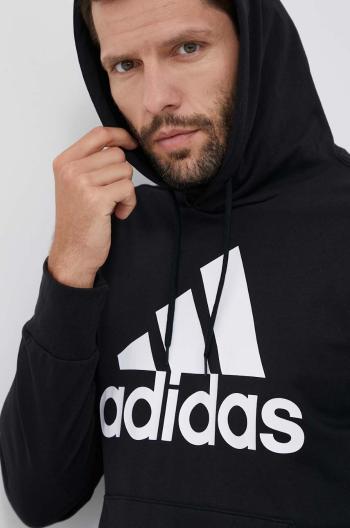 Mikina adidas pánska, čierna farba, s kapucňou, s potlačou