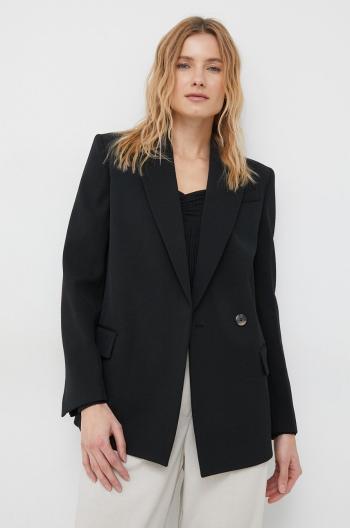 Sako s prímesou vlny Calvin Klein čierna farba, jednoradové, jednofarebné