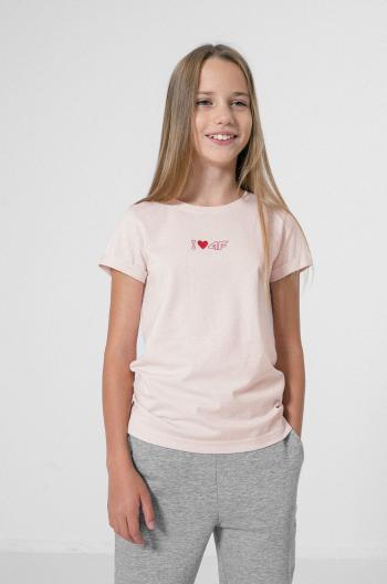 Detské bavlnené tričko 4F ružová farba,