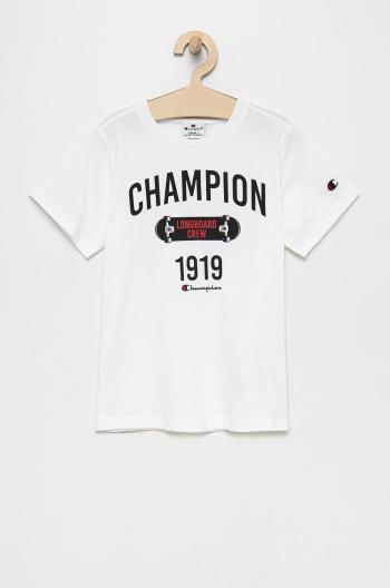 Detské bavlnené tričko Champion 305993 biela farba, s potlačou