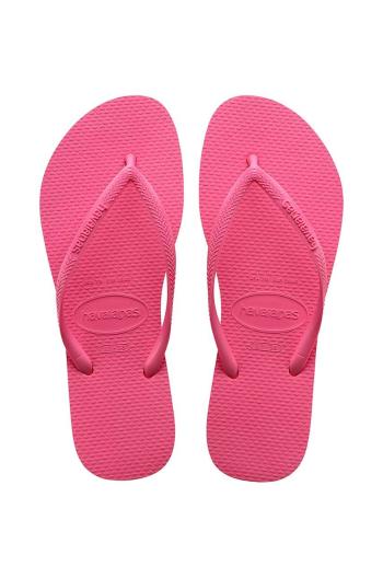 Žabky Havaianas SLIM dámske, ružová farba, na plochom podpätku, 4000030.1766