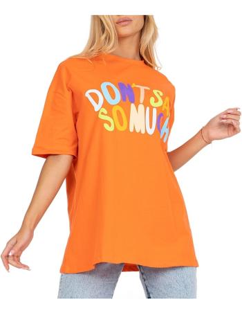 Oranžové dámske oversize tričko s nápisom vel. ONE SIZE
