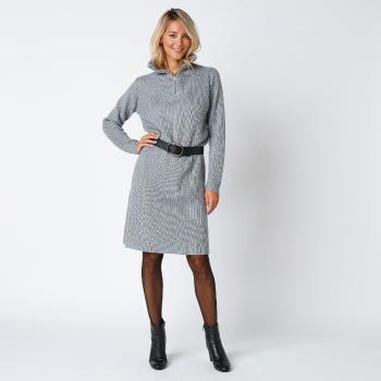 Blancheporte Pulóvrové šaty so stojačikom na zips sivý melír 54