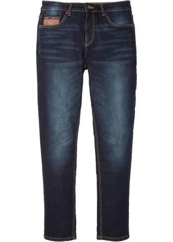 Strečové džínsy s koženkovými detailmi Slim Fit Straight