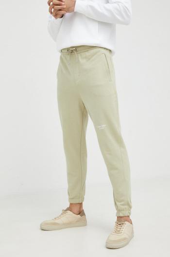Bavlnené tepláky Calvin Klein Jeans pánske, zelená farba, s potlačou