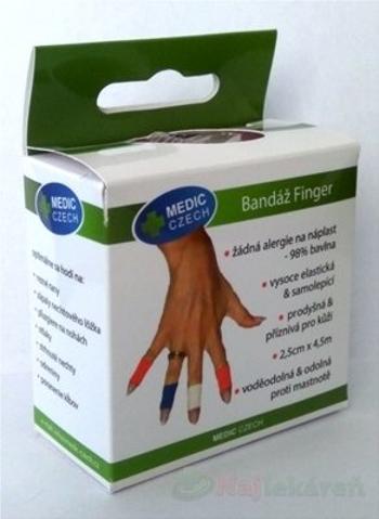 MEDIC Bandáž Finger Červená 2,5cmx4,5m, náplasť elastická (rýchloobväz) 1ks